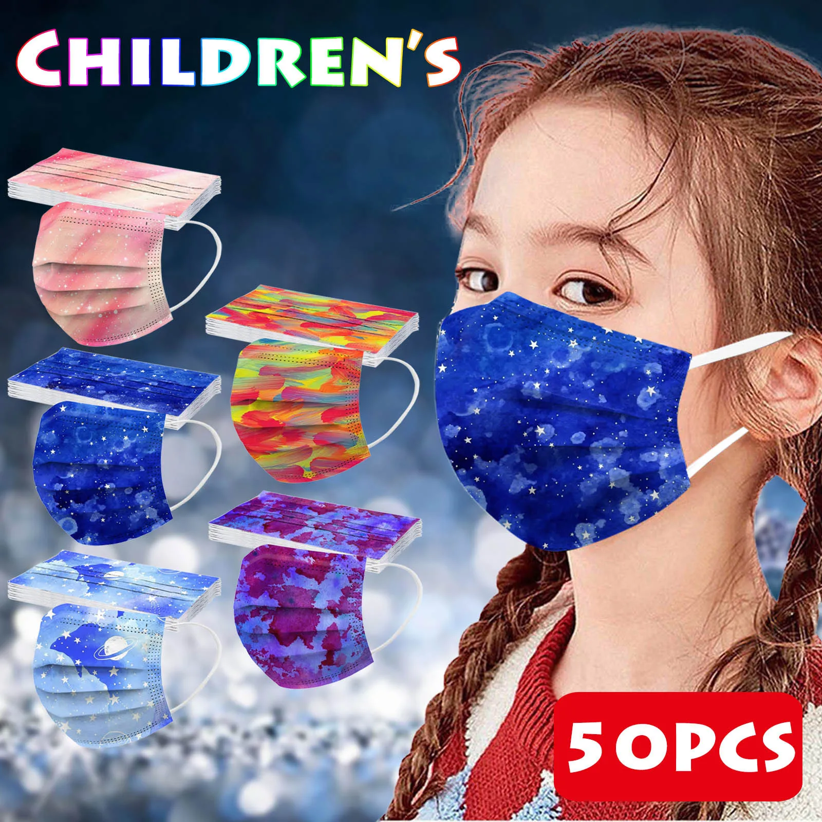 

50PCS Cosplay Print Mask Protector masque Dustproof Ear Loop Facial Mask Face Children mascara Disposable 3Ply mascherina