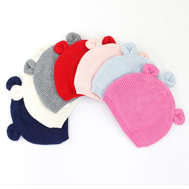 Шапочка для маленьких девочек и мальчиков зимняя шапка Осенняя вязаная теплая