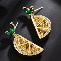 zlxgirl jewelry brand yellow lemon shape copper stud earring bridal jewelry nice girl friend couple earring free gifts