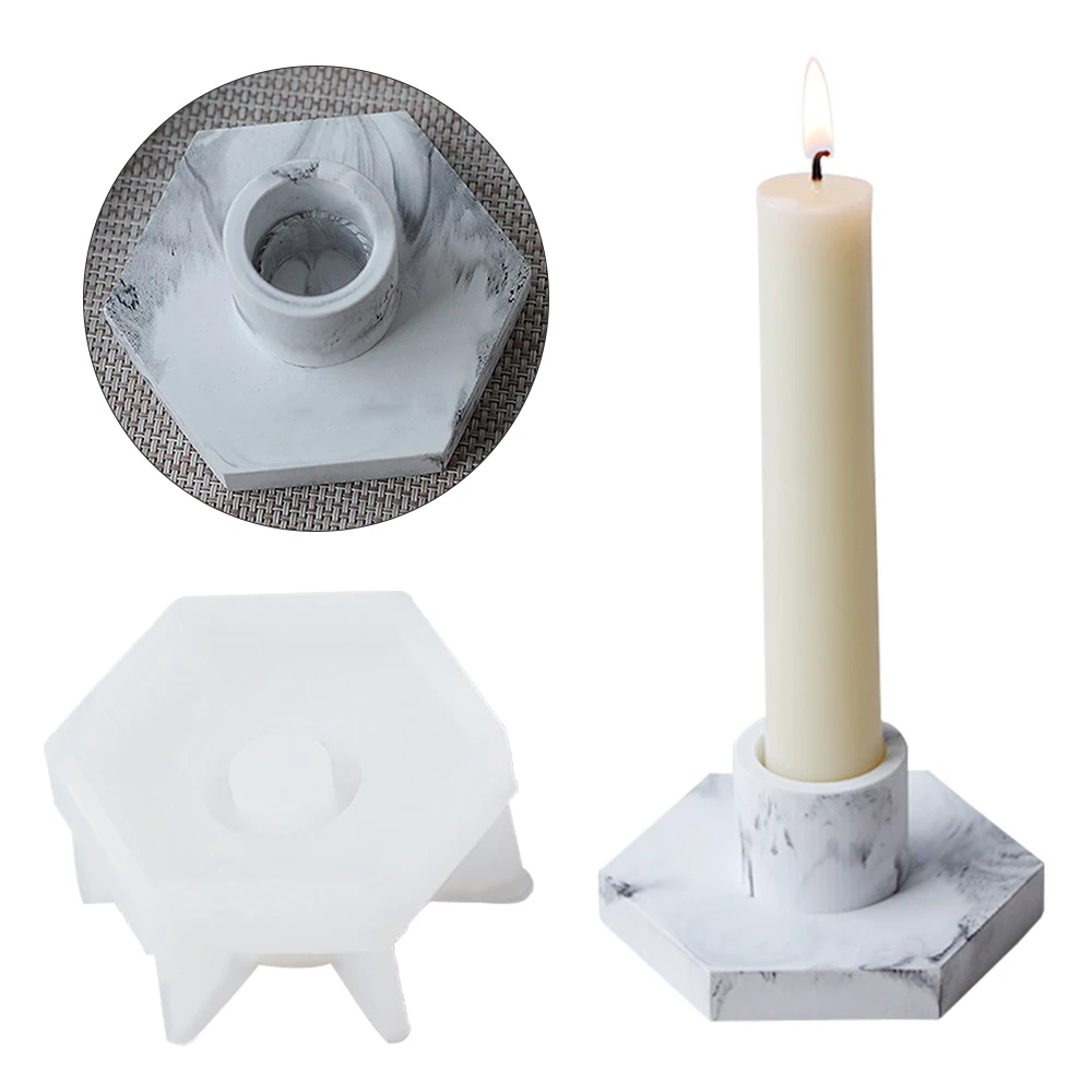 

Candlestick Epoxy Resin Molds DIY Hexagon Candle Holder Mould Cement Candle Holder Silicone Mold Tools DIY Handicraft Decoration