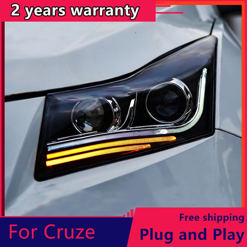 Для Chevrolet Cruze фара 2009-2014 светодиодный DRL Q5 Биксеноновые линзы дальний и ближний