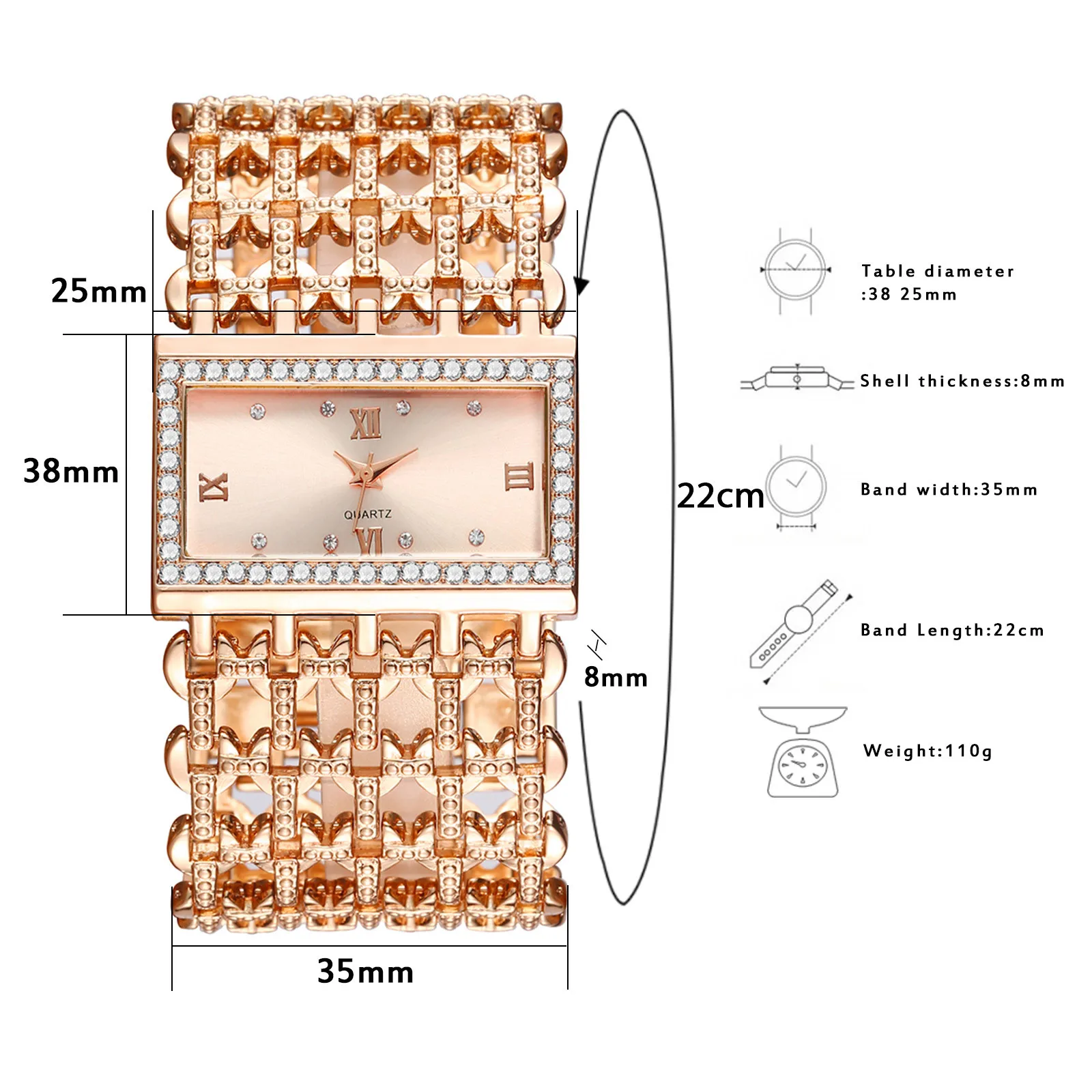 

Luxury Watch For Women Rose Gold Stainless Steel Women's Fashion Watches Simple Numbers Dial Quartz Clock Wristwatches Hodinky