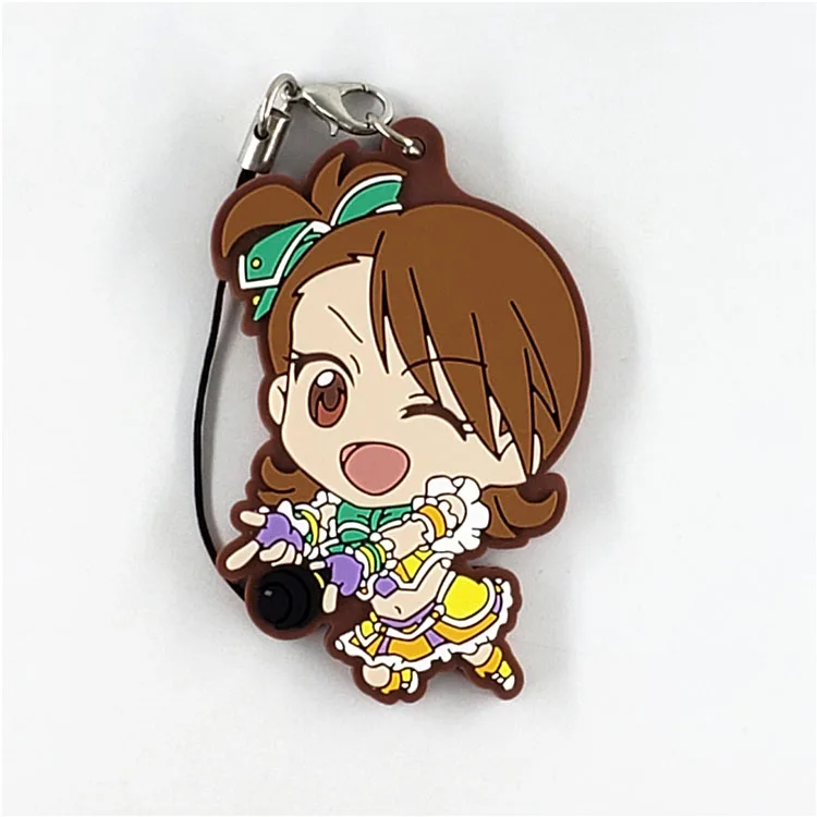 6 Idolm ster Золушка оригинальная японская аниме фигурка резиновая силиконовая подвеска на мобильный телефон/брелок/ремешок D447 - Цвет: 6