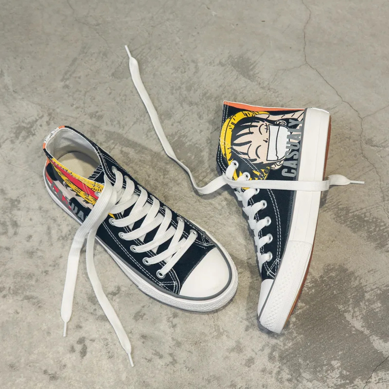 

Cartoon Animation Canvas Shoes Women High Canvas Shoes Lace Up White Casual Sneakers Women Casual Shoes