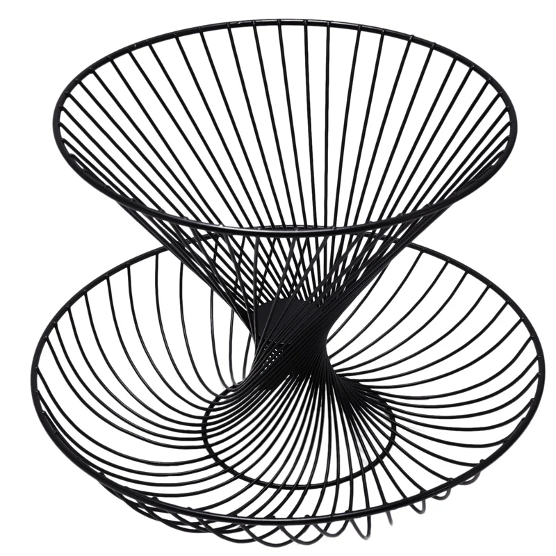 

Creative Modern 2 Layer Metal Bowl Kitchen Fruit Basket Champagne Elegant Home Living Room Decoration Storage Basket