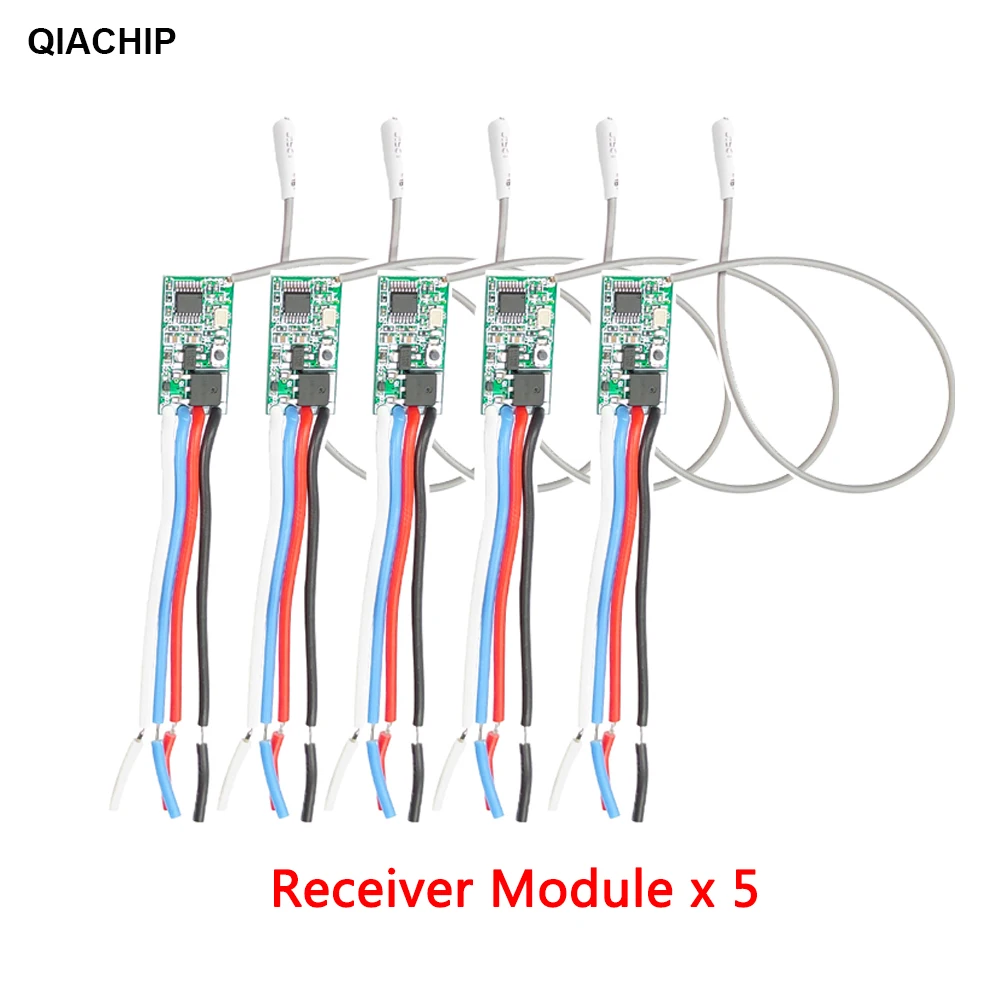 QIACHIP 5pcs 433.92Mhz Universal Wireless DC 3.6V-24V Remote Control Switch 1 CH RF Relay Receiver LED Light Controller DIY Kit