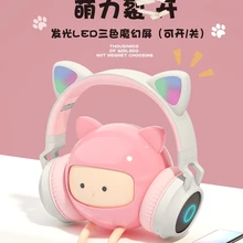 Small and luminous cute headset wireless headset bluetooth headset wired cat ear version gaming desktop notebook mobile phone