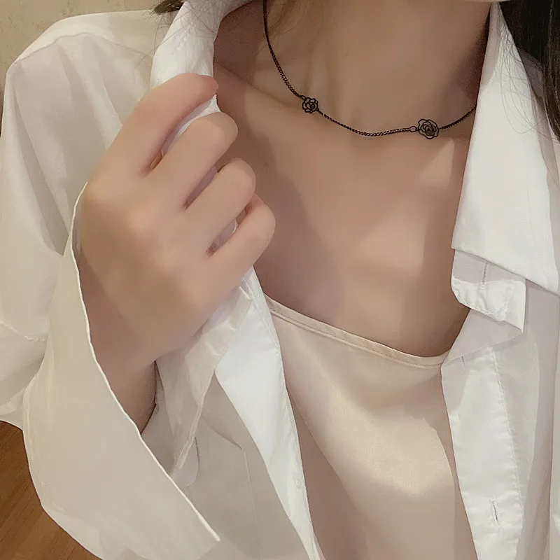 Ожерелье SRCOI с цветком розы милое крутое колье до ключиц вечерние тное
