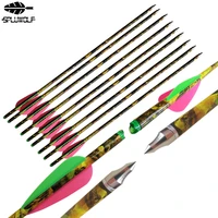 13 516171820 8 8mm camouflage carbon arrow crossbow bolts shooting for archery fishing hunting with 2 pink 1 green feather