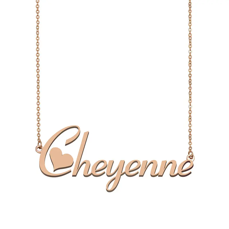Cheyenne Name Necklace Personalized Custom Gold Pendant for Women Girls Best Friends Birthday Wedding Christmas Mother Days Gift
