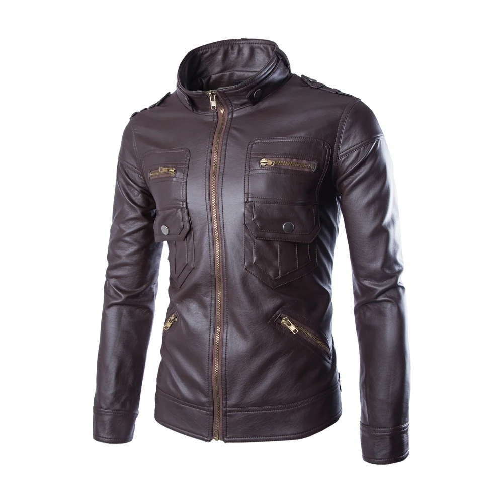 

High quality Motorcycle Leather Jackets Men's Spring Leather Clothing Slim Leather Jackets Business casual Coat outwear jaqueta