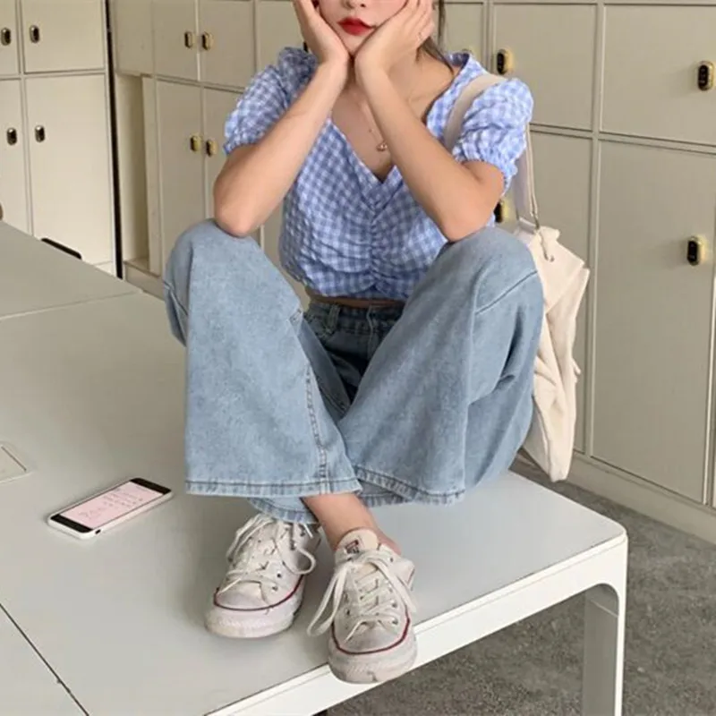 

Woman Jeans High Waist Clothes Wide Leg Denim Clothing Blue Streetwear Vintage Quality 2021 Fashion Harajuku Straight Pants