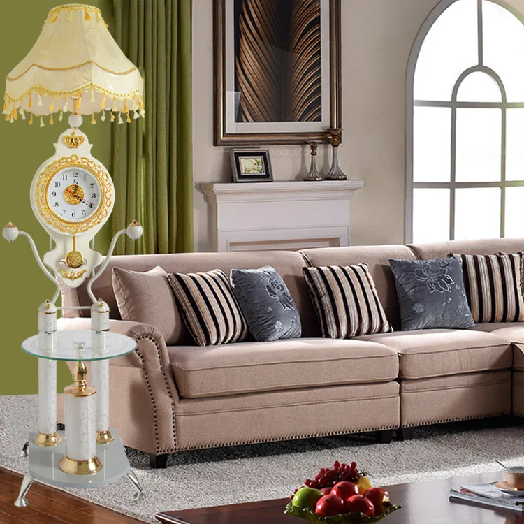 Simple modern floor lamp with coffee table creative study living room bedroom table lamp vertical lamp with clock sofa lamp