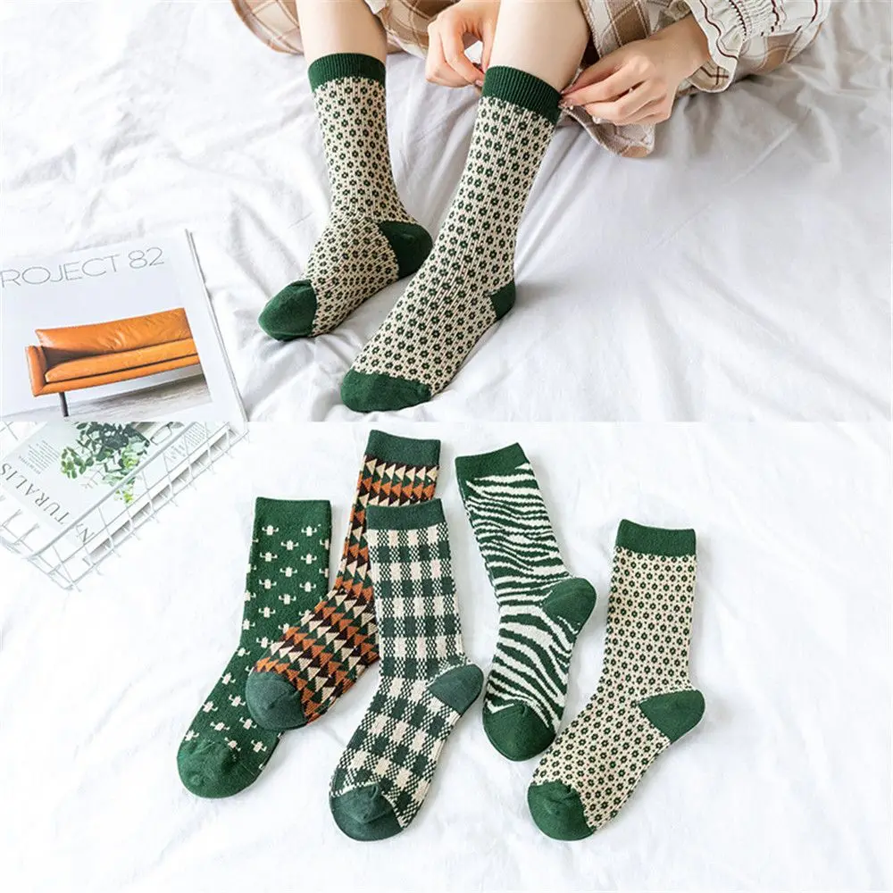 

5Pairs Japanese Comfortable Knit Casual Women's Socks Short Socks Cotton Autumn Winter Socks