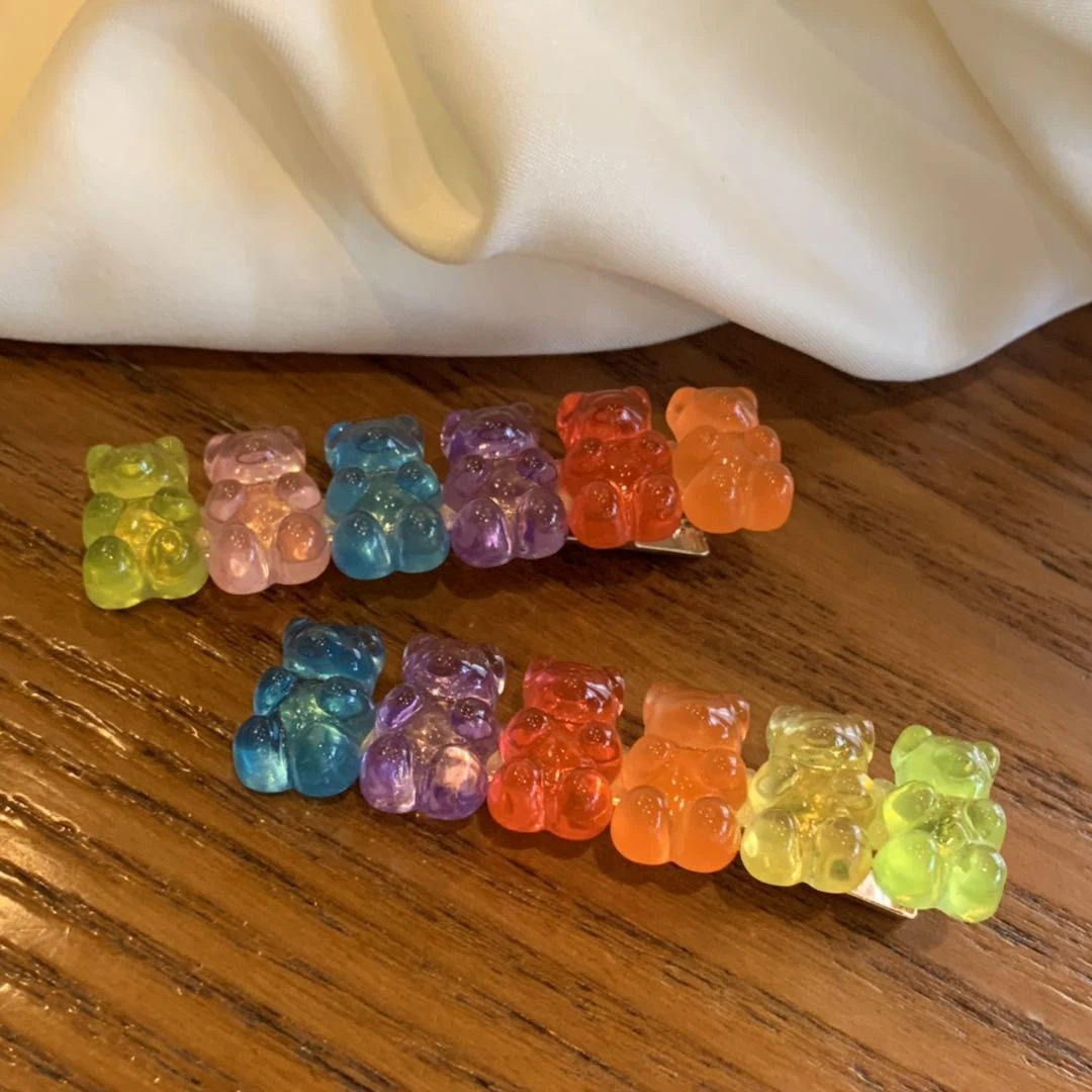 

6 Candy Bears Hair Clips Barrettes Colored Bear Hairpin Women Girls Hairgrips Pins Hair Band Acccessories Hair Pins