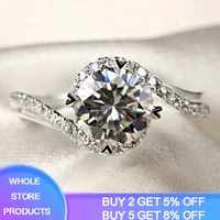 free sent certificate silver 925 ring luxury round lab diamond engagement rings for women wedding band silver 925 jewelry gift