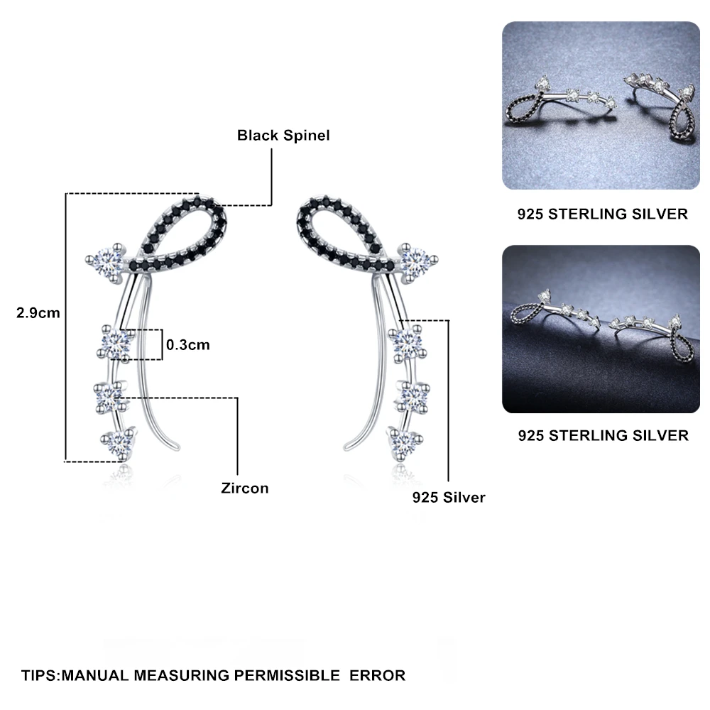 

SODROV Pure Sterling Silver 925 Jewelry Black Spinel Engagement Drop Earrings for Women Sterling Silver Jewelry I035