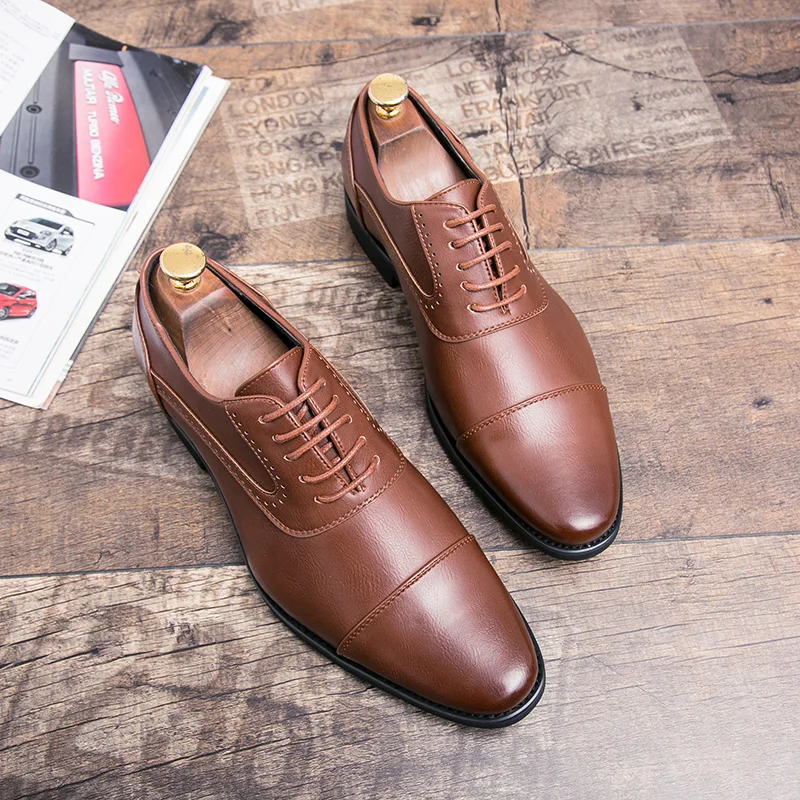 

Yomior Japanese Business Casual Men Shoes Formal Dress Leather Shoes Vintage Wedding Wedge Loafers Black Brogue Shoes Oxfords