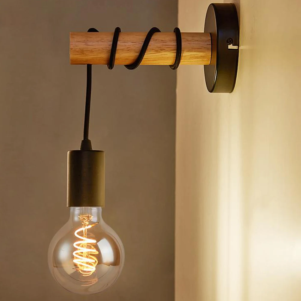 

Vintage Wall Lamp Wooden Wall Lamp Wall Lights Fixture E27 110V 220V Outdoor Corridor Wall Lights Industrial Sconce Bedside Lamp