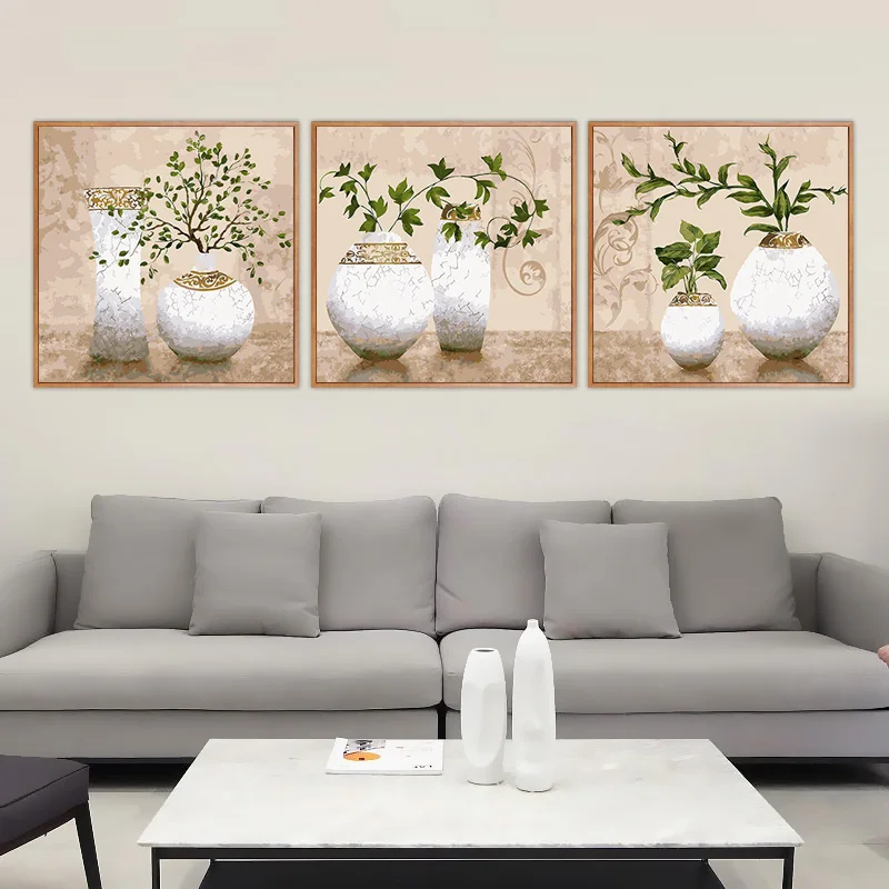 Juego de pintura al &oacute;leo por n&uacute;meros, Tr&iacute;ptico para colorear paisajes, Pintura abstracta, pegatina de pared, decoraci&oacute;n del hogar, 3 unids/set-1