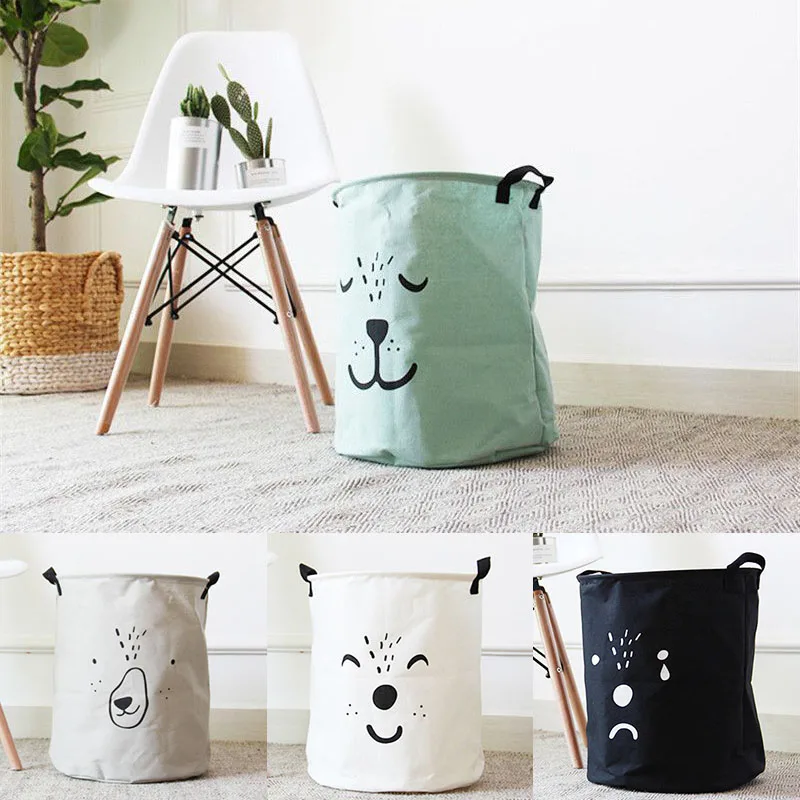 

Laundry Basket Handbag Canvas Useful Kids Baby Toy Storage Bag Collapsible