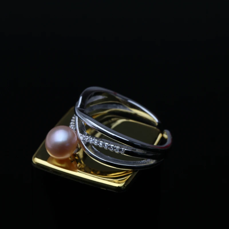

Fashion Multi-layer Pearl Ring Natural Freshwater white Pearl Ring For Women Wedding Rings Gift