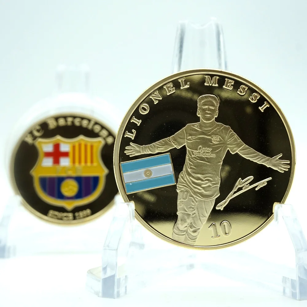 5 шт./лот 2014 Месси 999 позолоченная памятная монета футбольная игра позолоченные
