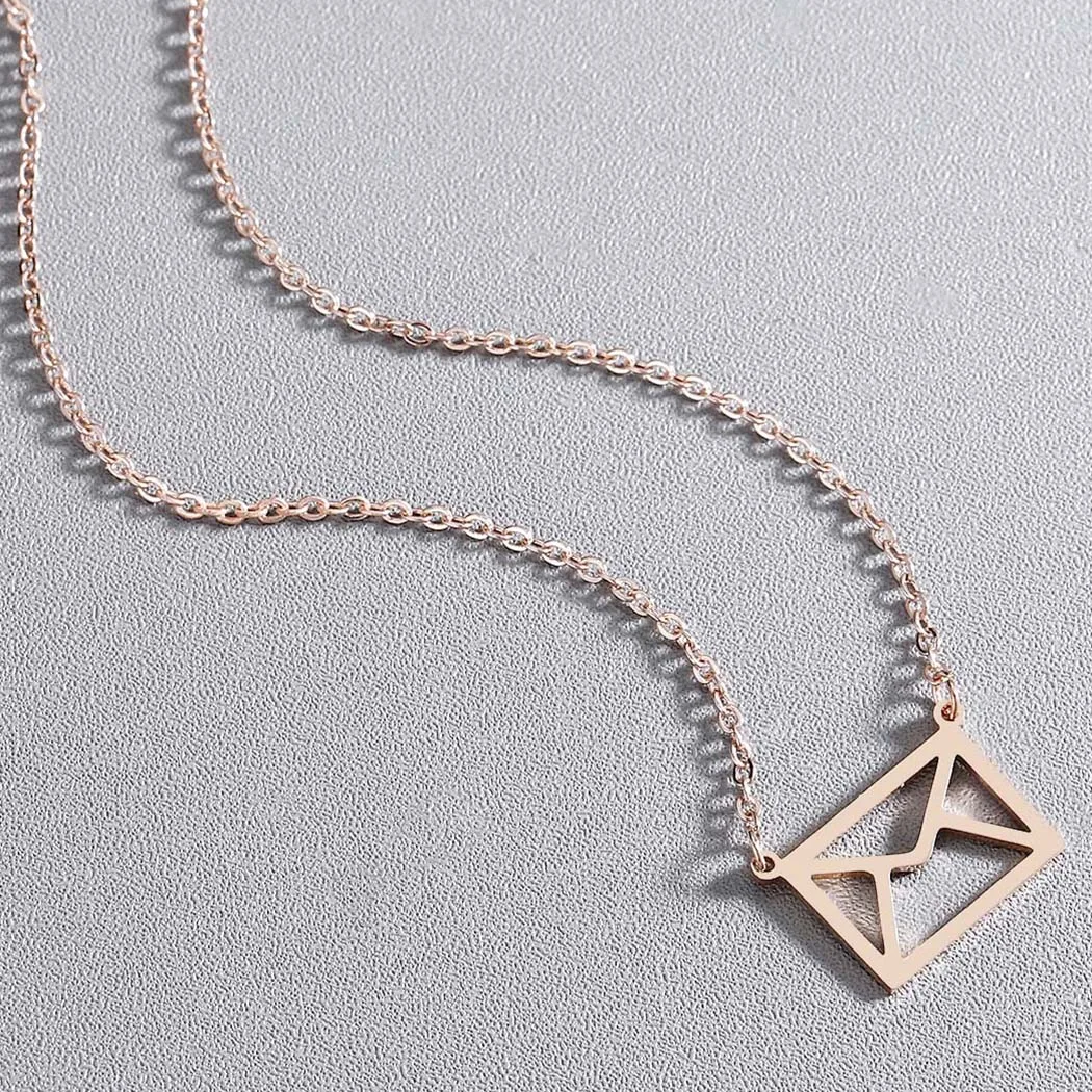 Kinitial милый конверт ожерелье с почтовыми буквами ожерелья кулоном цепочка