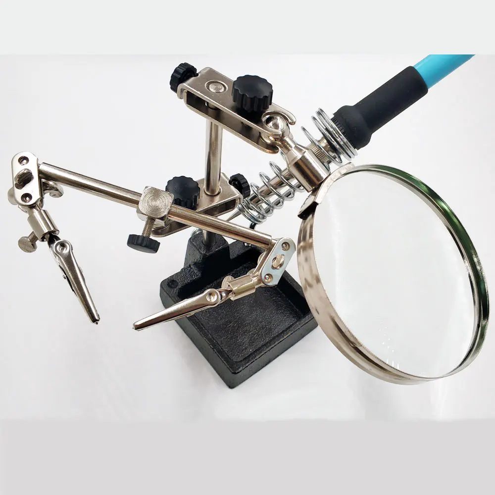 Помощь руки с лупой LED лупа лампа сварочный свет пайка стенд складной безрукавный зажим.