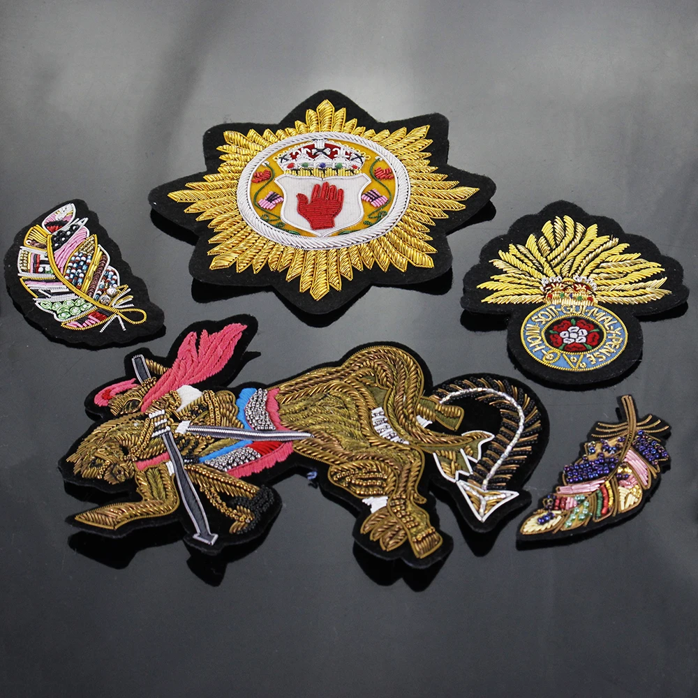 Усовершенствованная шелковая металлическая пружинная нашивка ручная вышивка