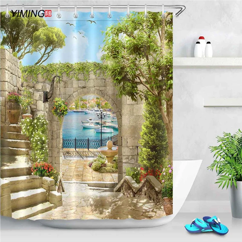 180x200 см занавеска для ванной комнаты в европейском уличном вид арки каменный мост