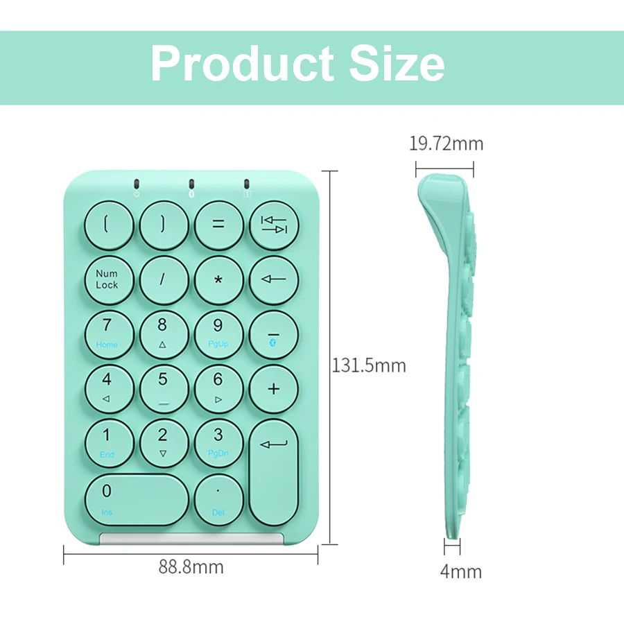 

Bluetooth-compatible Wireless Rechargeable Numeric Keypad For Macbook Laptop Computer Tablet 22 Keys Slim Mini Numpad For Office