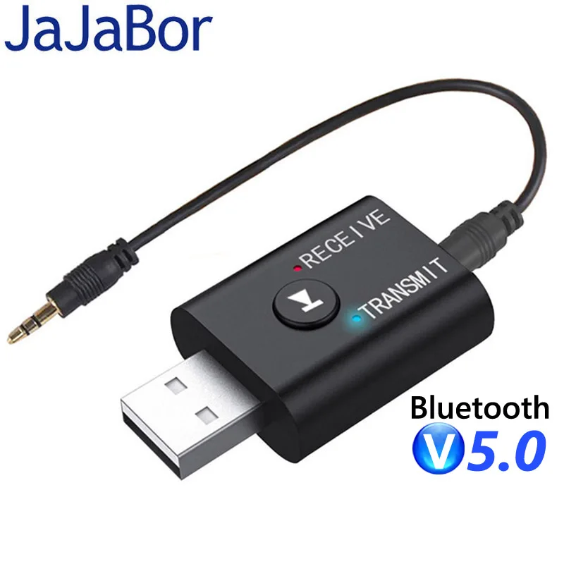 

JaJaBor USB Bluetooth 5.0 Car Kit Audio Receiver Mini 3.5mm Aux Wireless Transmitter Adapter Stereo Dongle For Car PC TV