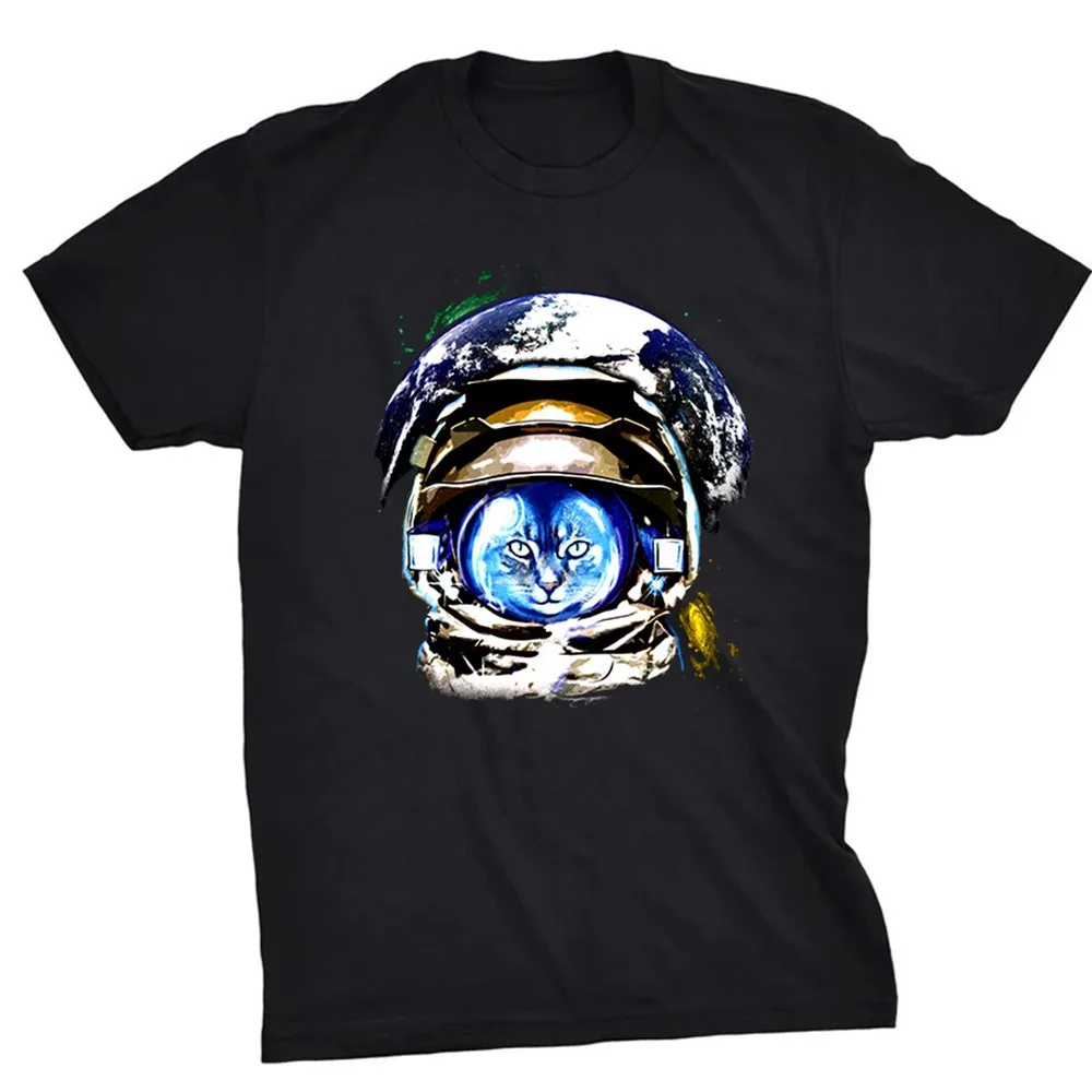 

COSMIC 100% cotton cat lover unisex T shirt short sleeve cat print men tshirt short sleeveo-neck t-shirt men tees