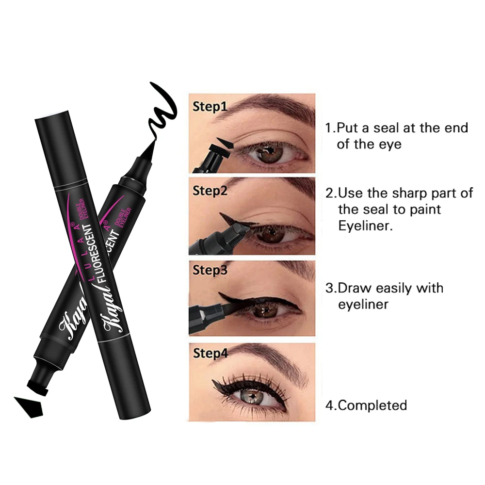 Двусторонняя жидкая подводка для глаз водостойкая быстросохнущая цветная синяя