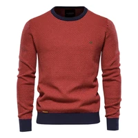 aiopeson cotton spliced pullovers sweater men casual warm o neck quality mens knitted sweater winter fashion sweaters for men