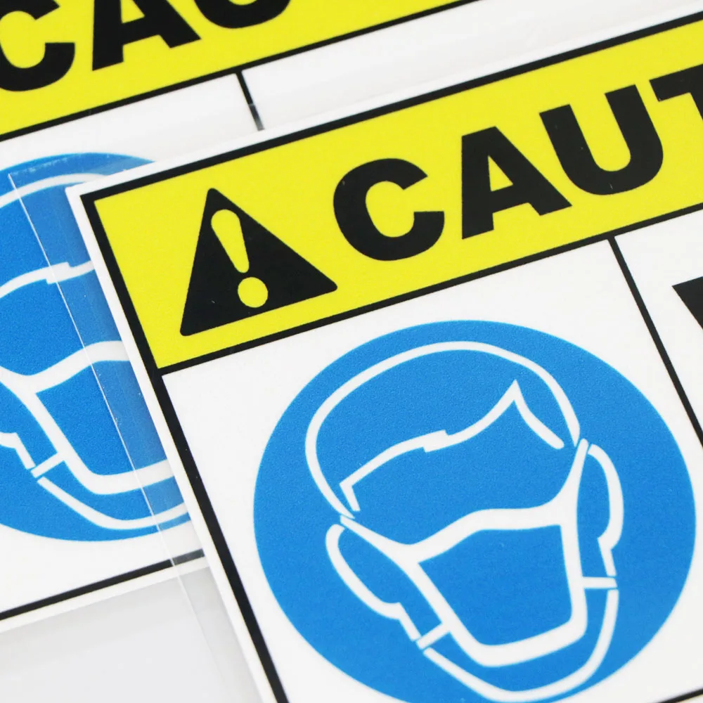 

YOJA 15.2X10.2CM CAUTION Wear mask Car Sticker Vinyl Color Decal Creative Word Decorates 19A-0292