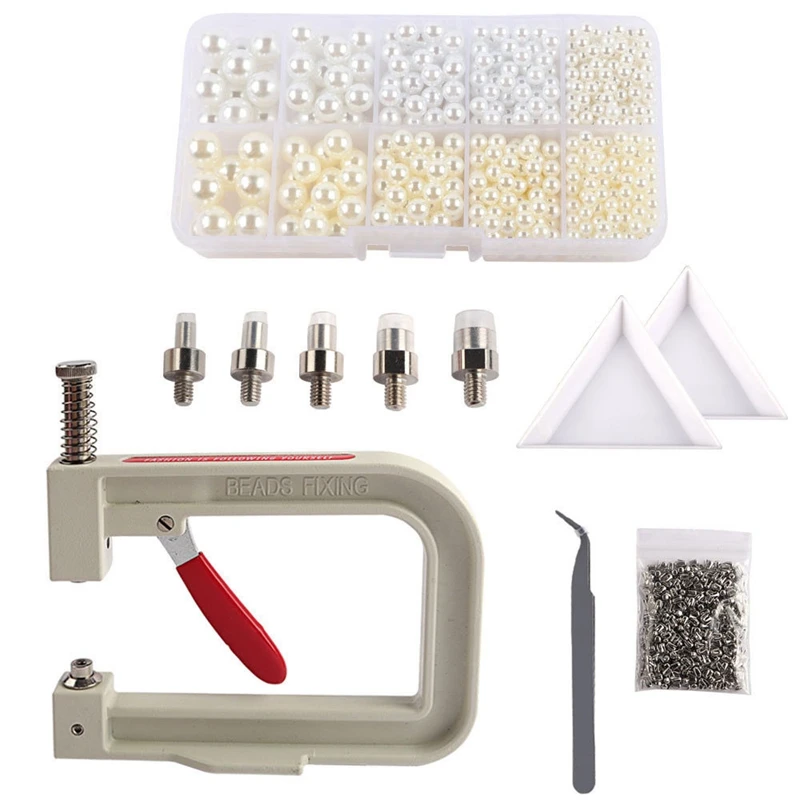 

Jewelry Pearl Setting Machine Tools Beads Rivet Fixing Machine With 5 Size Imitation Pearl Beads For Clothes DIY Craft