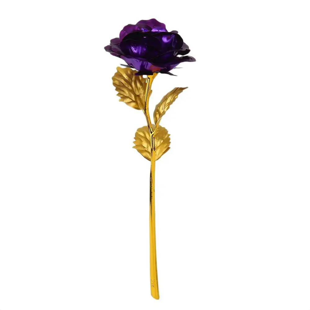purple Подарок на день Святого Валентина, 24K позолоченный золотой цветок розы, подарок на праздник, украшение для свадебной вечеринки, Розничная коробка, Прямая - Цвет: purple