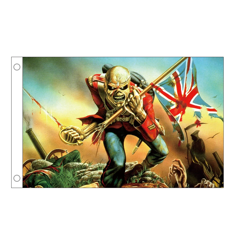 Bandera de Metal pesado de 2x3 pies/3x5 pies/4x6 pies, regalo, Calavera, esqueleto, soldado, Bandera de Inglaterra, lo suficientemente resistente para decoraciones interiores o exteriores