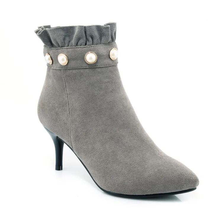 Большой размер 9 10 11 жемчужные плиссированные сапоги с острым носком сплошного