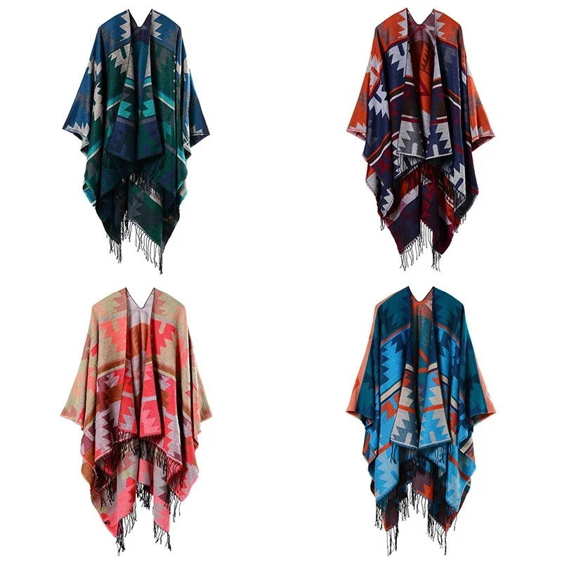 Женская накидка с открытой передней частью в стиле бохо хиппи кимоно пончо