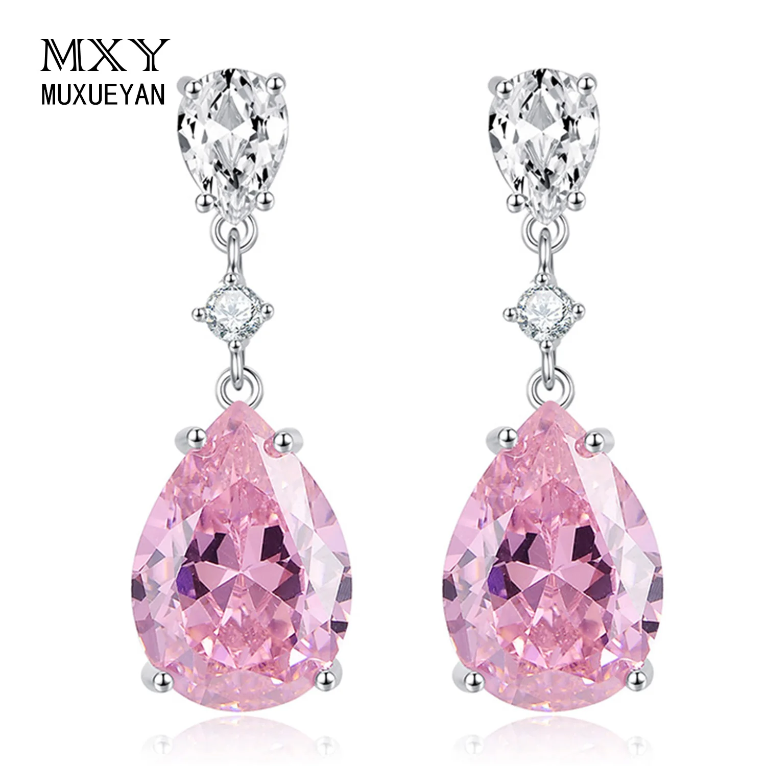 

Cute Sweet Women Crystal Zircon Stone Earrings Classic 925 Sterling Silver Stud Earring For Women Wedding Christmas Gift Jewelry