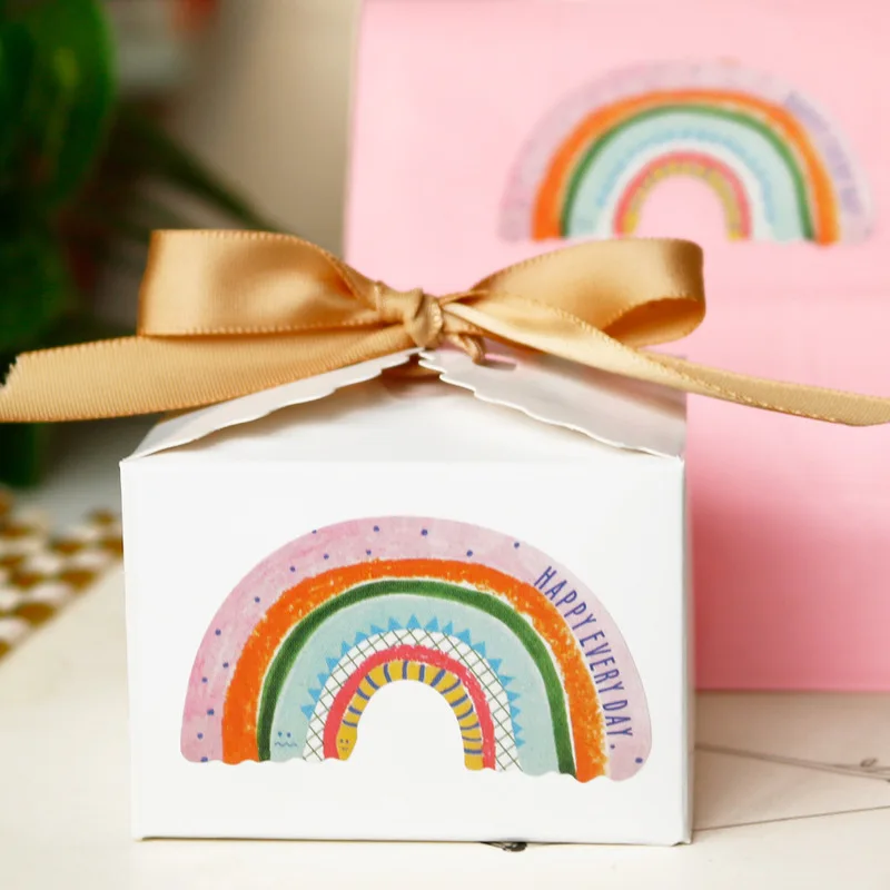 

100pcs Rainbow Sticker,Thank You Stickers Happy Birthday Happy Every Day Sticker for Small Business, Handmade Sticker,Packaging