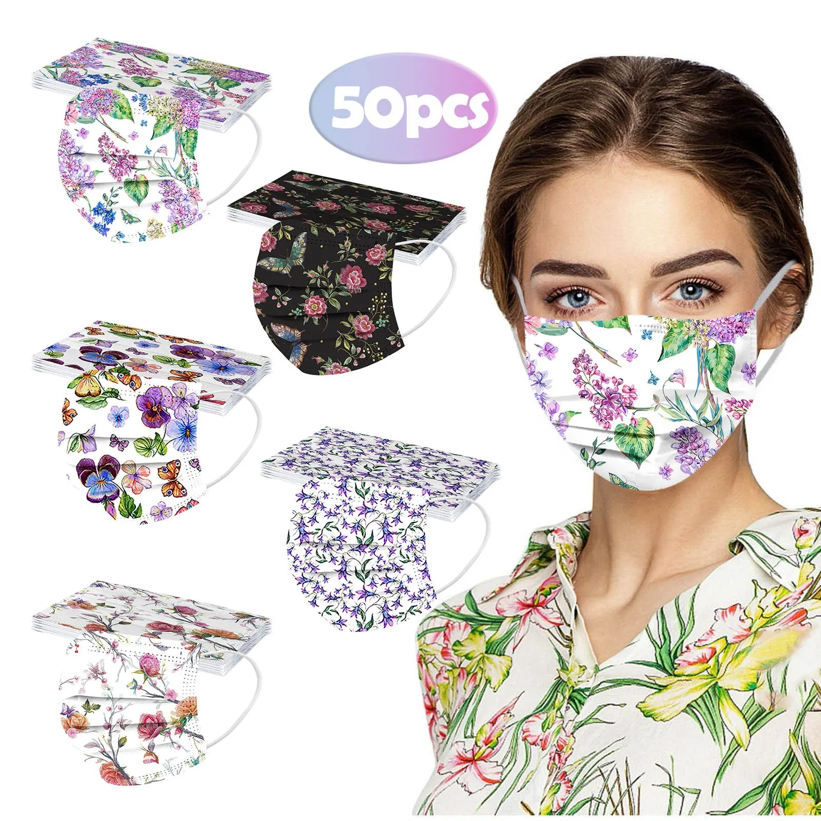 

Headband 50pc mascherina máscara Adult Disposable Mask Industrial 3-layer In-ear Mask маска mascarar protectora маски бандана