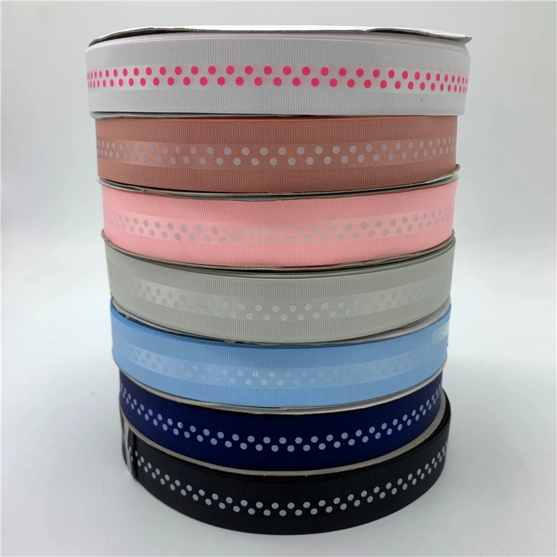 Random 5color 1y 5 ярдов/партия 1 ''(25 мм) корсажная лента с принтом атласная лента в горошек для волос бант вечерние Рождественские Свадебные украшения - Цвет: Random 5color 1y
