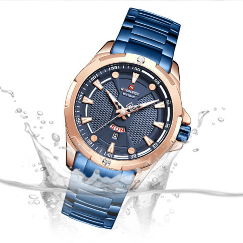 NAVIFORCE мужские часы Топ бренд класса люкс модные кварцевые водонепроницаемые