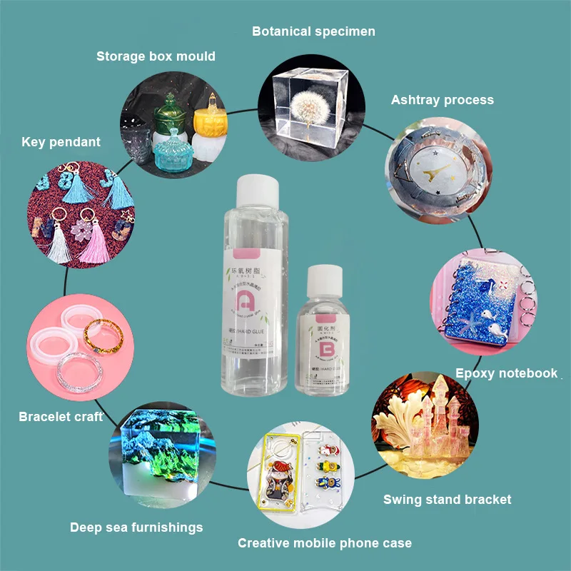 

Transparent Crystal Clear Epoxy Resin Glue Kit A B Glue Set for DIY Jewelry Crafts Resists Yellowing FU