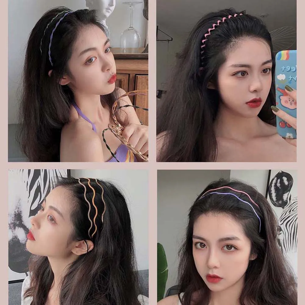 МЕТАЛЛИЧЕСКАЯ ВОЛНА изгиб с головными повязками Новая мода Женская Тонкая