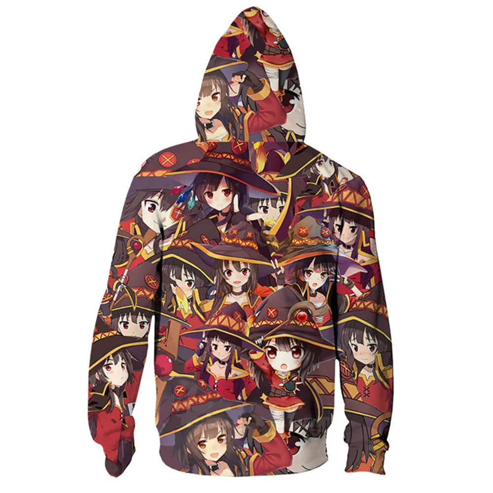 Косплей Аниме девушка Megumin Konosuba Kawaii толстовки с 3D принтом для мужчин и женщин